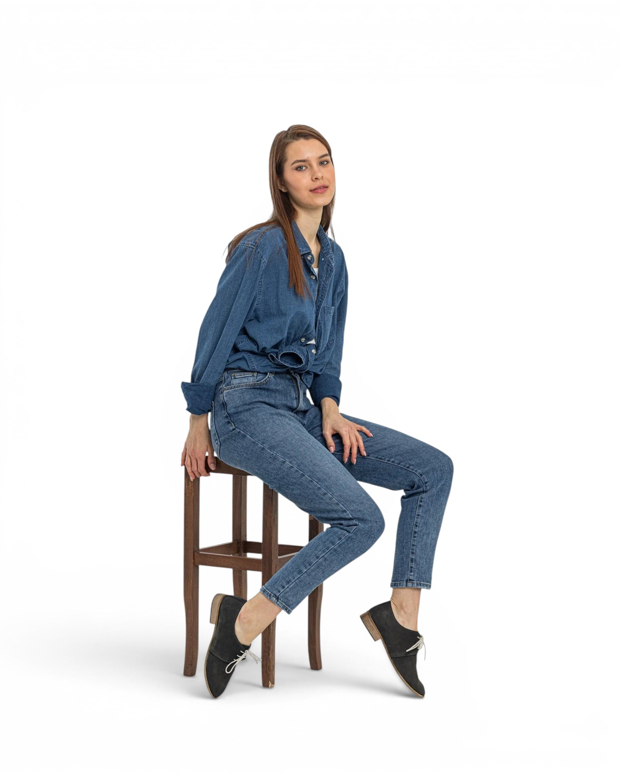 Back view Smoked Pointed Toe Oxford - Calf Leather Handcrafted | Bespoky