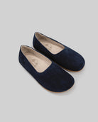 Women's Navy Ballet Flats - Handcrafted Calf Leather Wide Toe Box | Bespoky