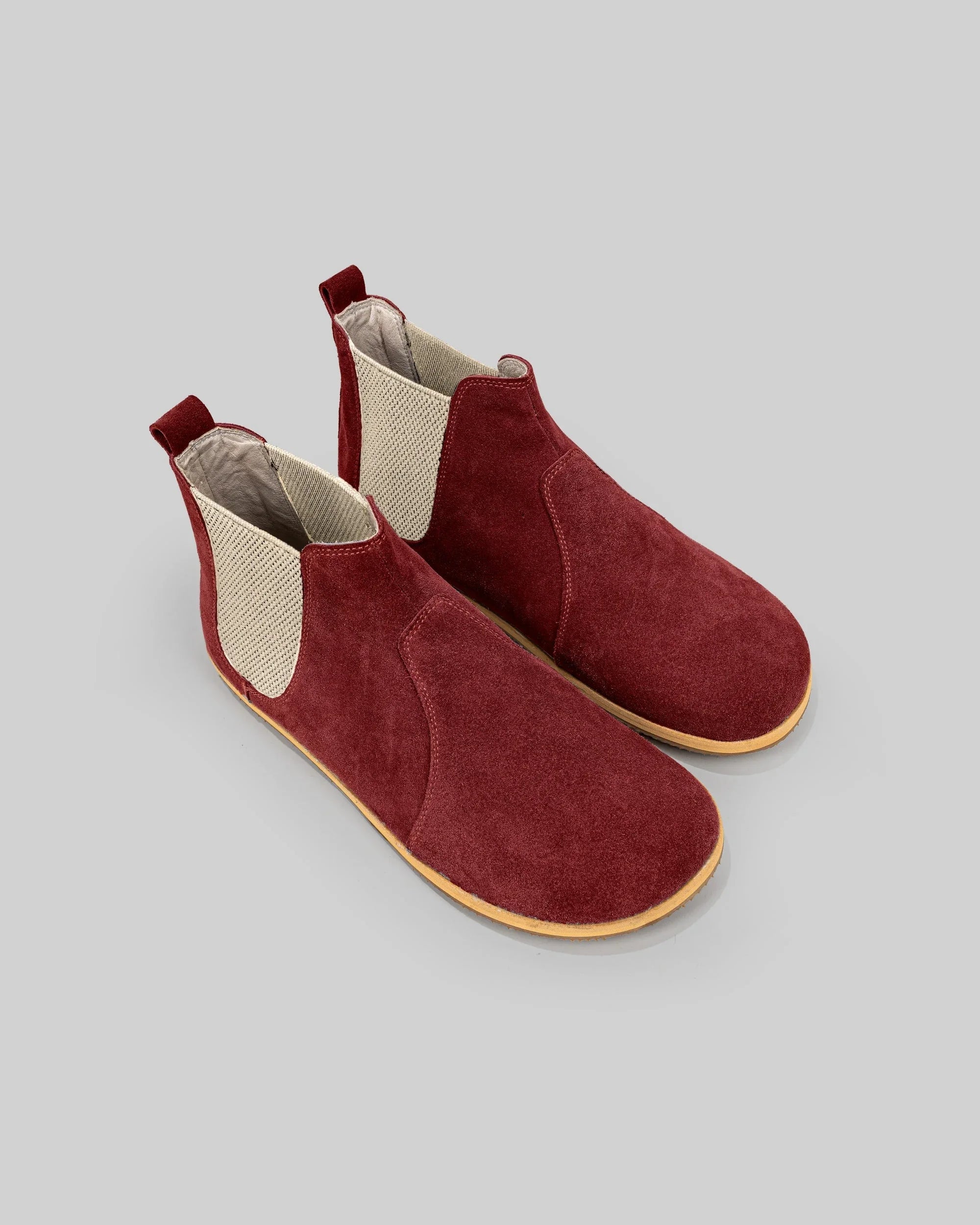 Women's Burgundy Chelsea Boots - Handcrafted Calf Leather Wide Toe Box | Bespoky