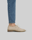 Pair Beige Pointed Toe Oxford - Barefoot Wide Toe Calf Leather | Bespoky