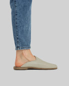 Pair Lucas Beige Shearling Slippers - Barefoot Wide Toe Calf Leather | Bespoky