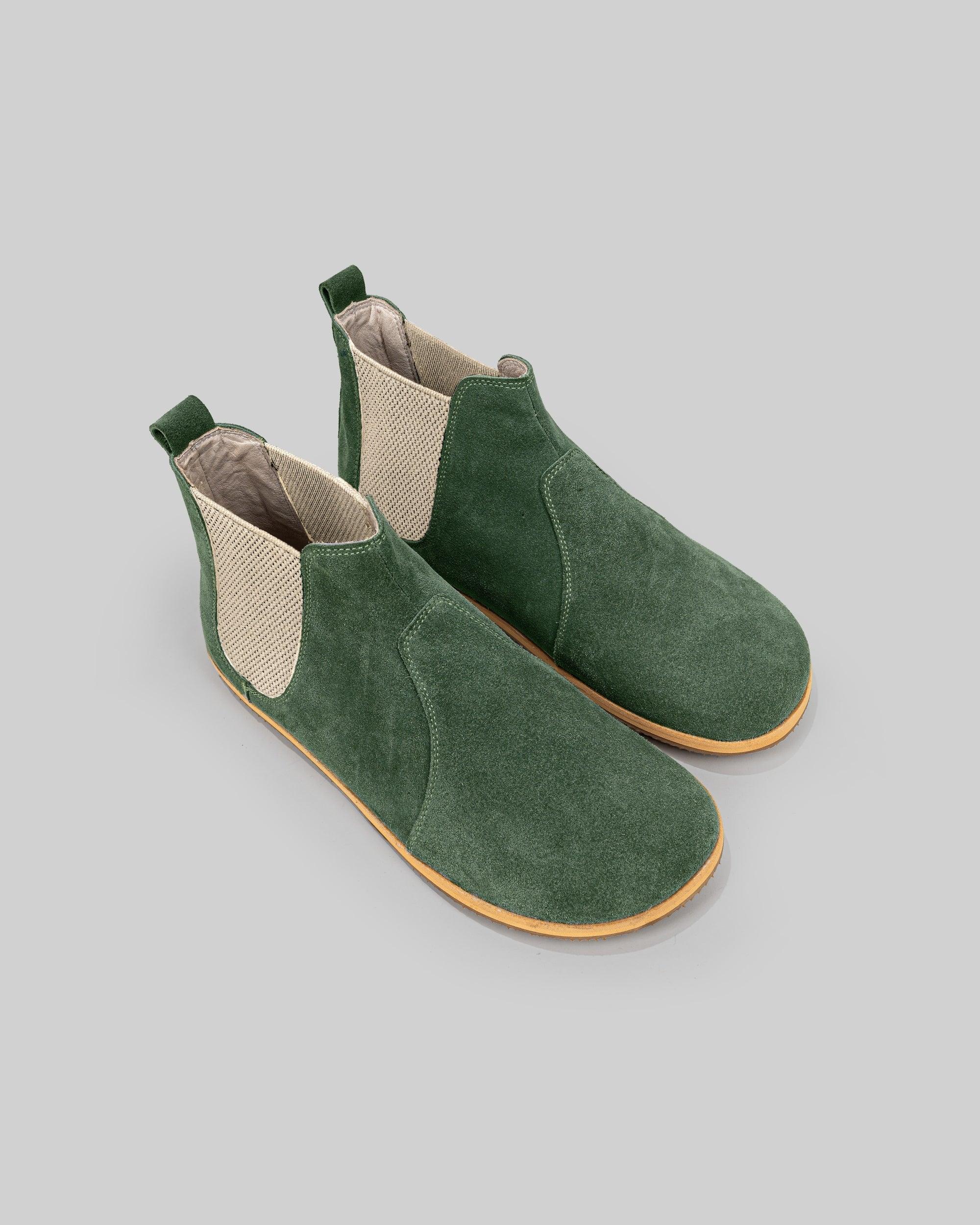 Men's Green Suede Chelsea Boots - Handcrafted Calf Leather Wide Toe Box | Bespoky