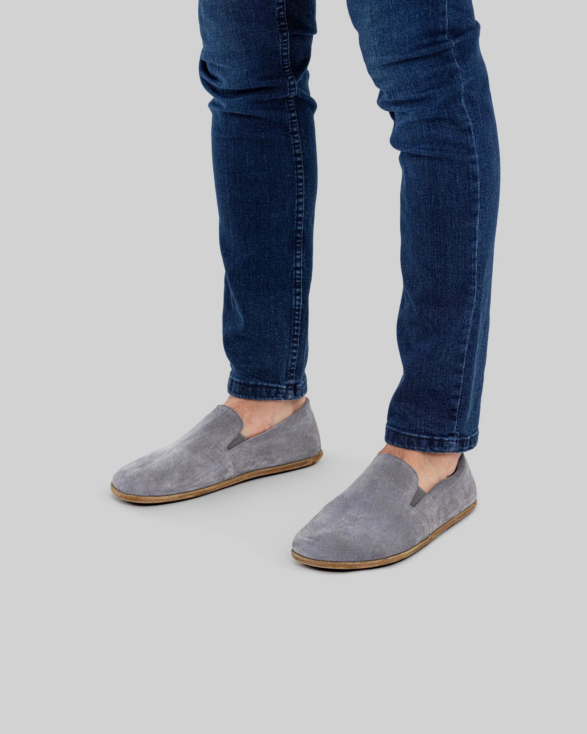 Side view Grey Barefoot Shoes - Calf Leather Zero Drop | Bespoky