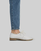 Detail White Pointed Toe Oxford - Handcrafted Calf Leather Turkey | Bespoky