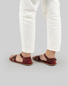 Pair Red Barefoot Sandal - Barefoot Wide Toe Calf Leather | Bespoky