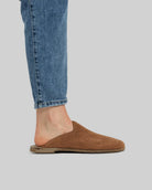 Paar Tan Nubuck Pantoffels - Barefoot Brede Teen Kalf Leer | Bespoky