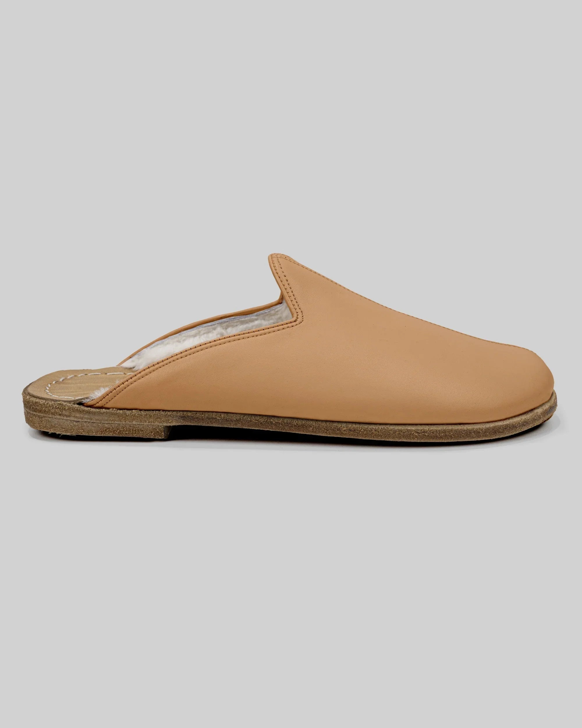 Sole detail Undyed Shearling Slippers - Zero Drop Calf Leather | Bespoky