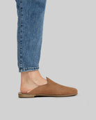 Pair Gold Shearling Slippers - Barefoot Wide Toe Calf Leather | Bespoky