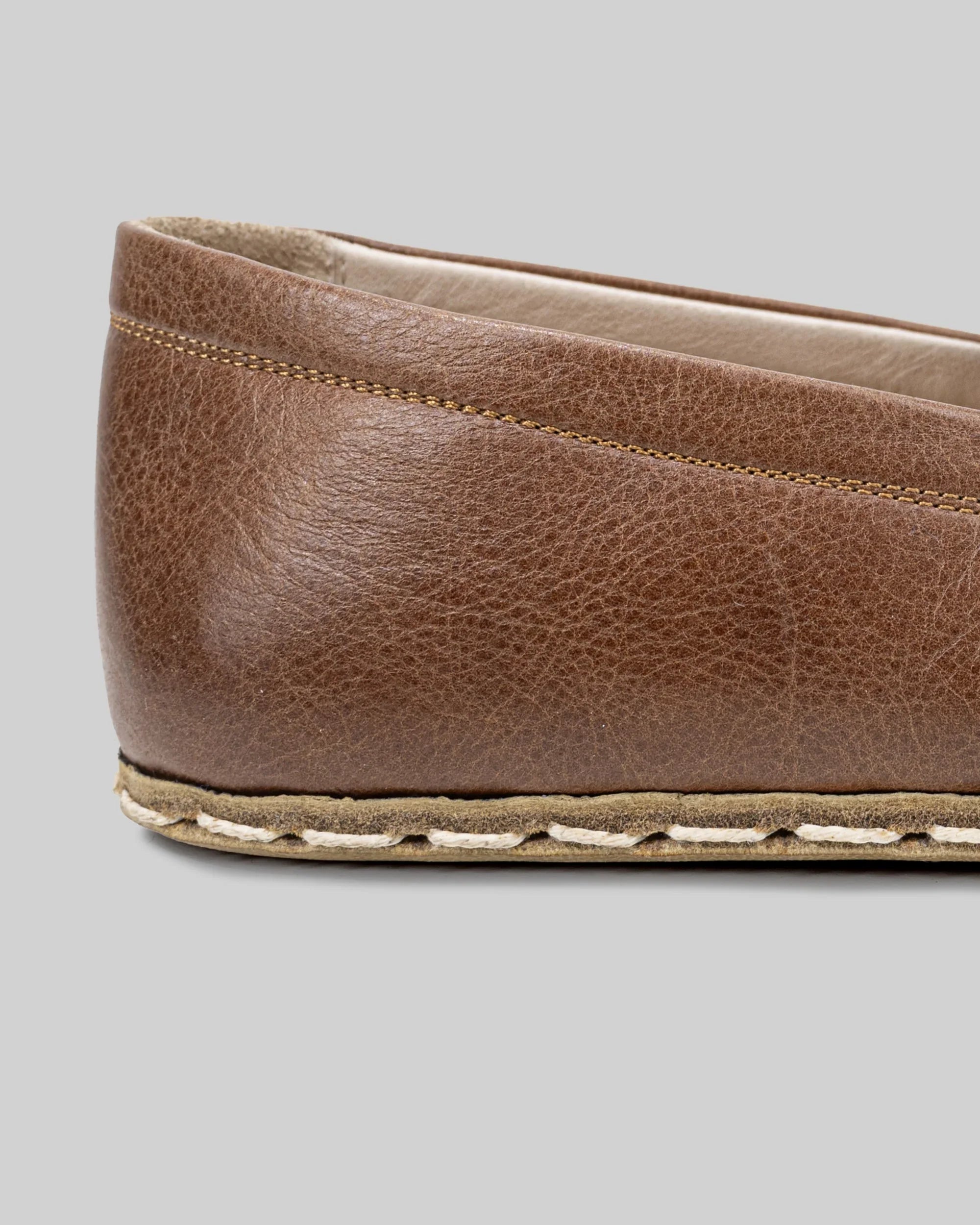 Detail Brown Barefoot Shoes - Handcrafted Calf Leather Turkey | Bespoky