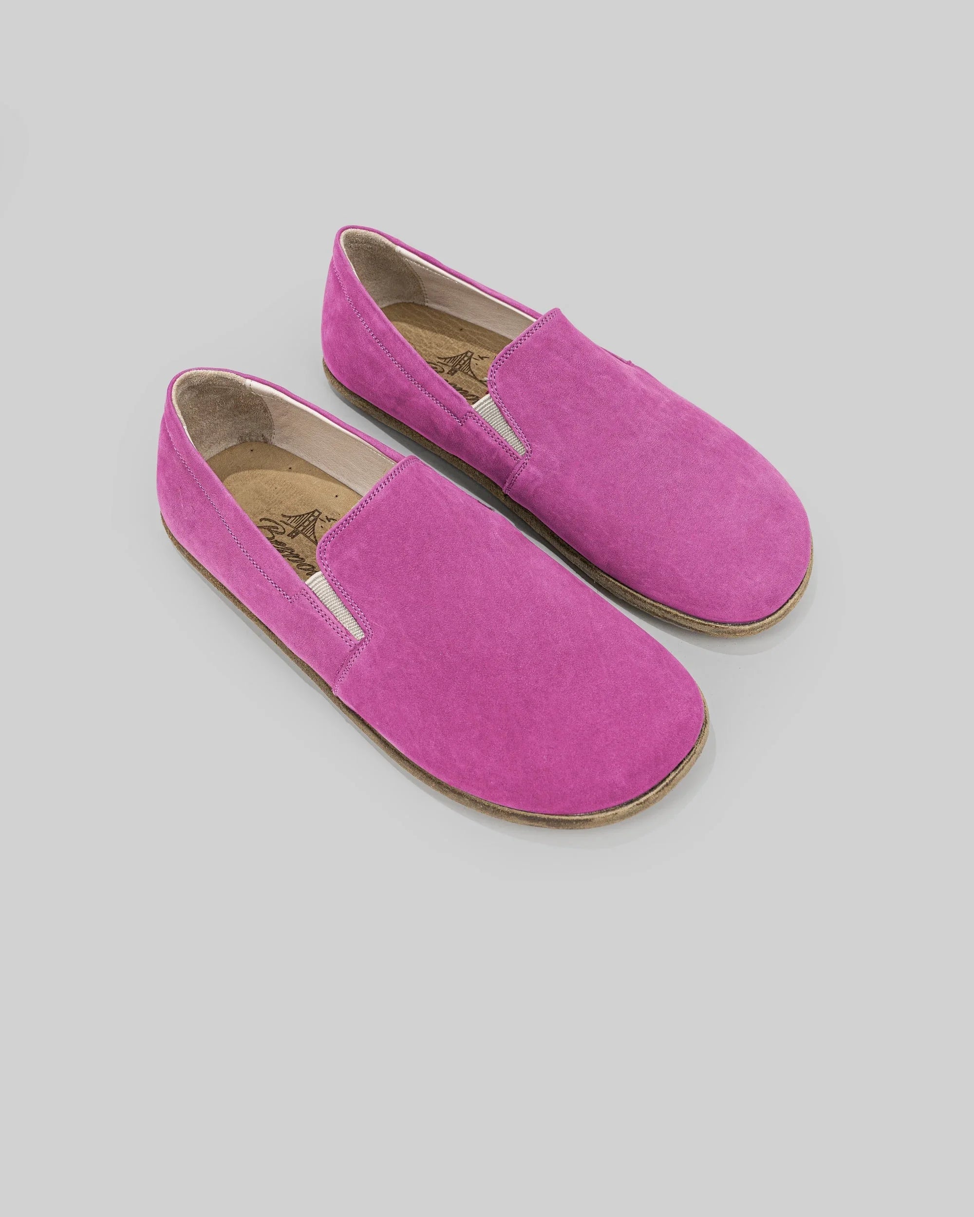 Men's Pink Nubuck Barefoot Shoes - Handcrafted Calf Leather Wide Toe Box | Bespoky