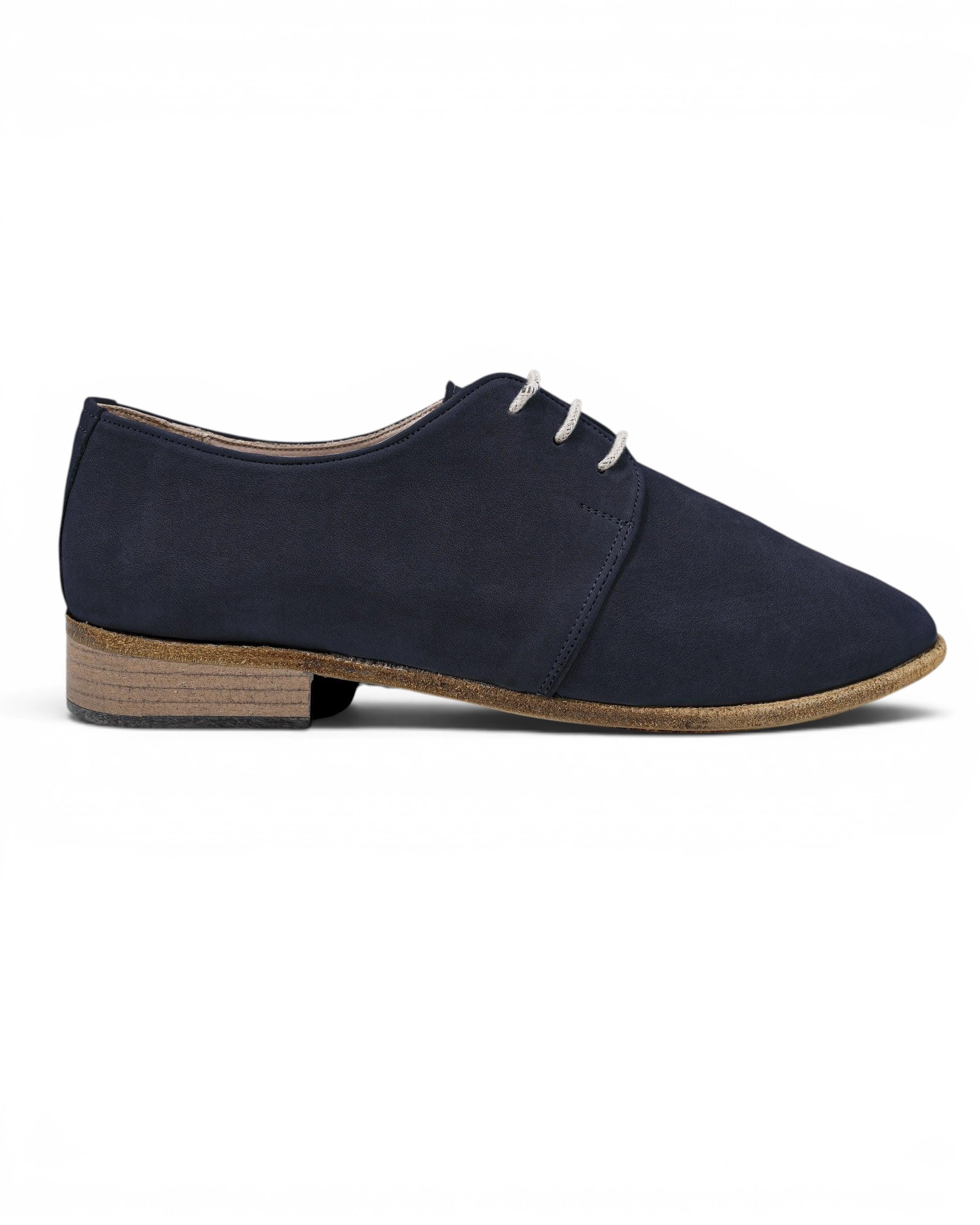 Side view Navy Pointed Toe Oxford - Calf Leather Zero Drop | Bespoky