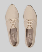 Side view Beige Pointed Toe Oxford - Calf Leather Zero Drop | Bespoky