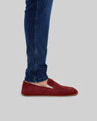 Pair Burgundy Suede Barefoot Shoes - Barefoot Wide Toe Calf Leather | Bespoky