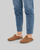 Bovenaanzicht Tan Nubuck Pantoffels - Handgemaakt Kalf Leer | Bespoky