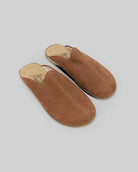 Heren Tan Nubuck Pantoffels - Handgemaakt Kalf Leer Brede Teenbox | Bespoky