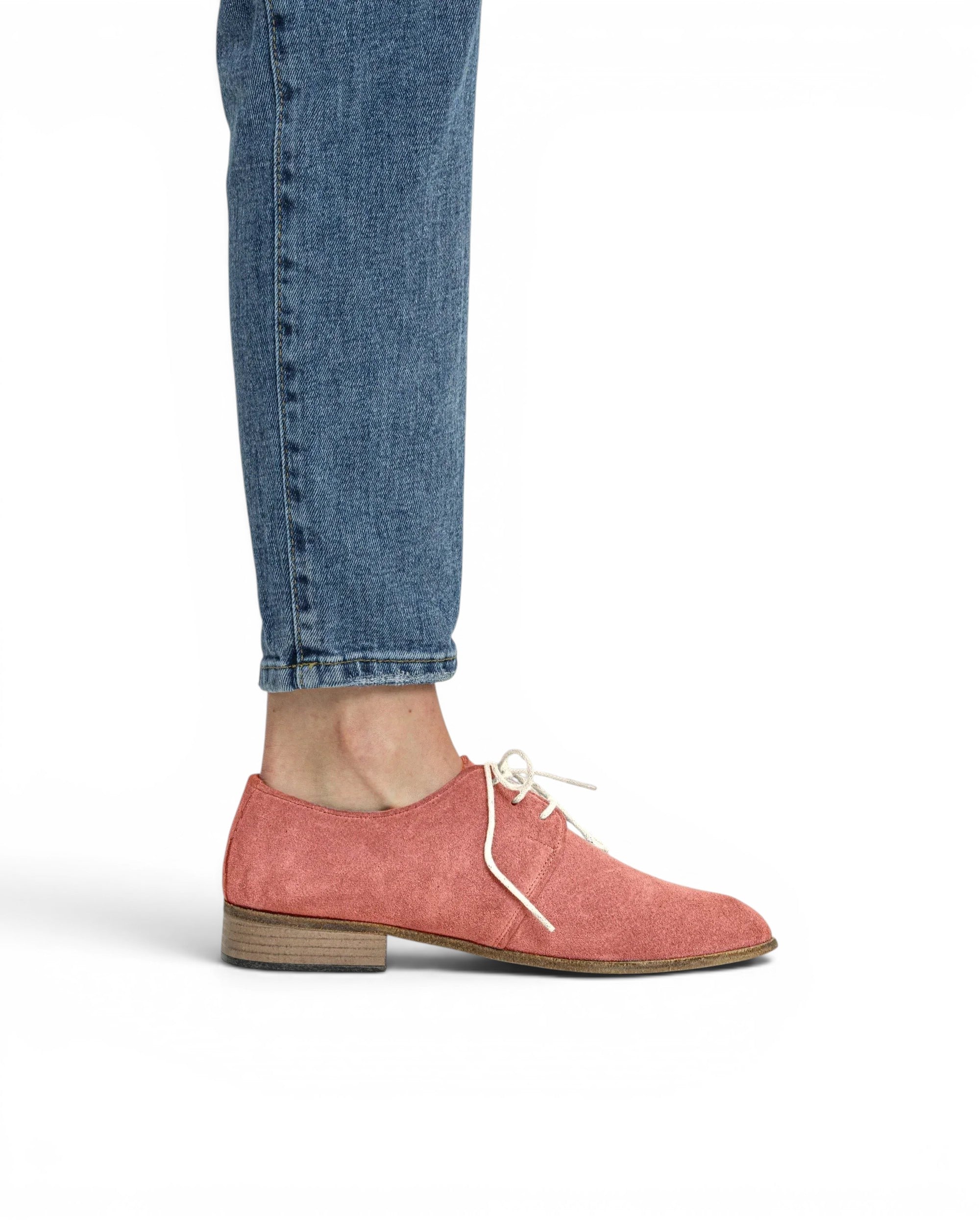 Pair Pink Pointed Toe Oxford - Barefoot Wide Toe Calf Leather | Bespoky