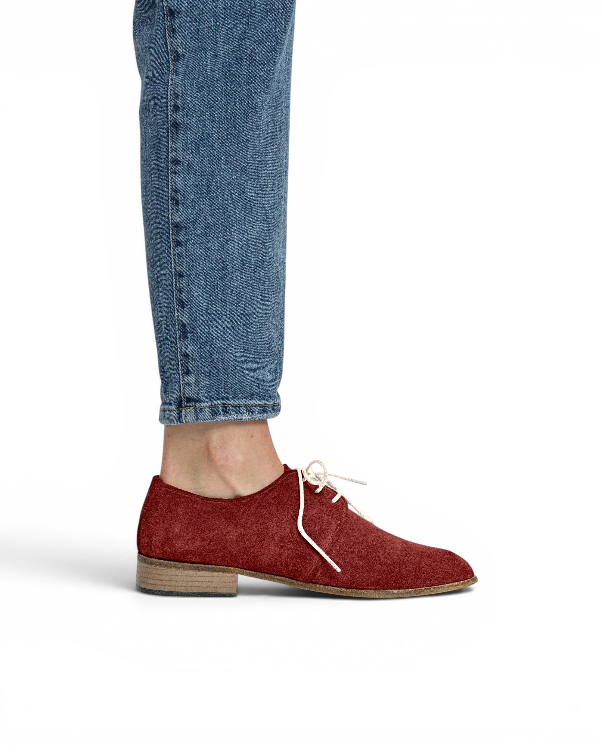 Pair Burgundy Pointed Toe Oxford - Barefoot Wide Toe Calf Leather | Bespoky