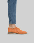 Pair Orange Pointed Toe Oxford - Barefoot Wide Toe Calf Leather | Bespoky