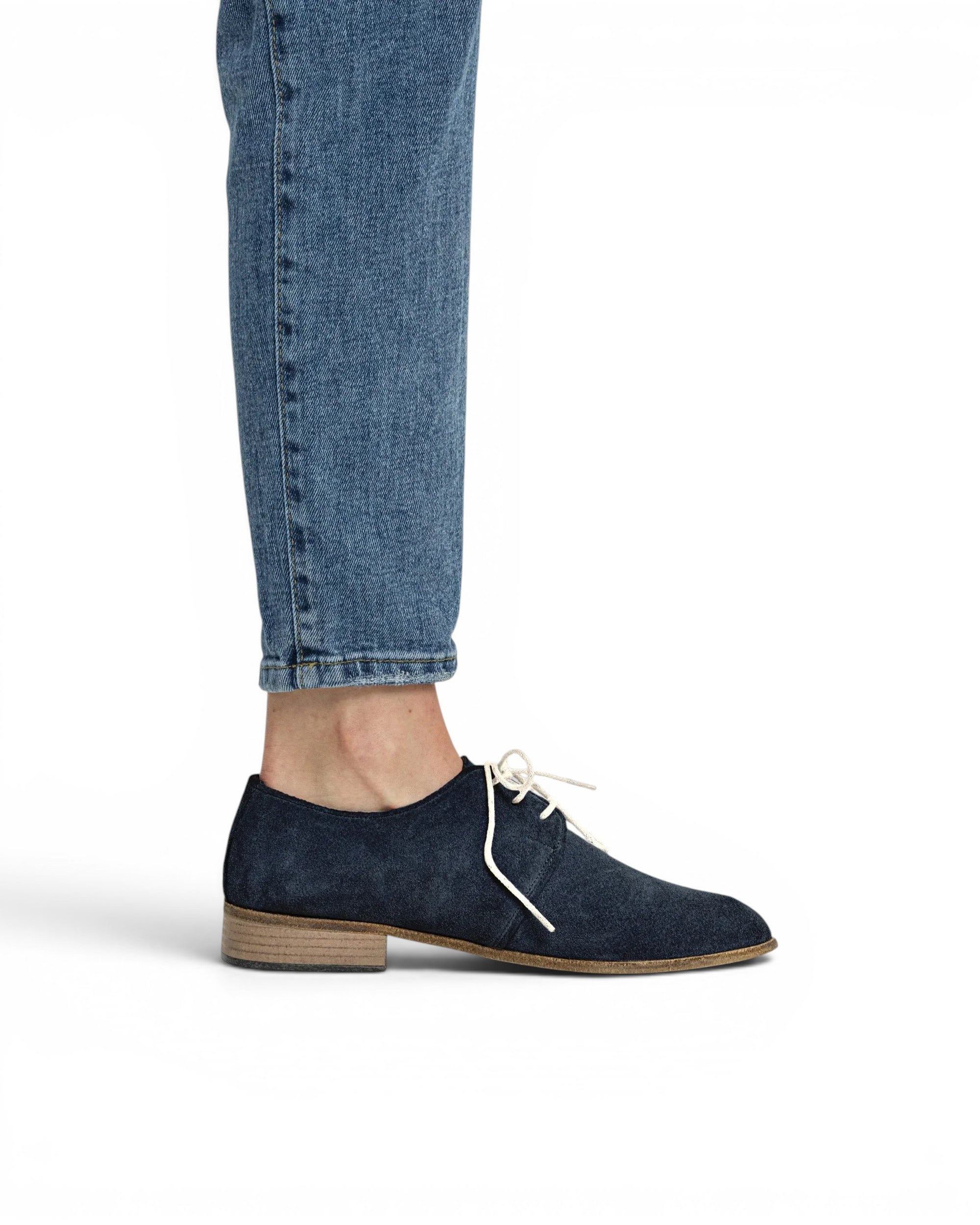 Pair Navy Pointed Toe Oxford - Barefoot Wide Toe Calf Leather | Bespoky