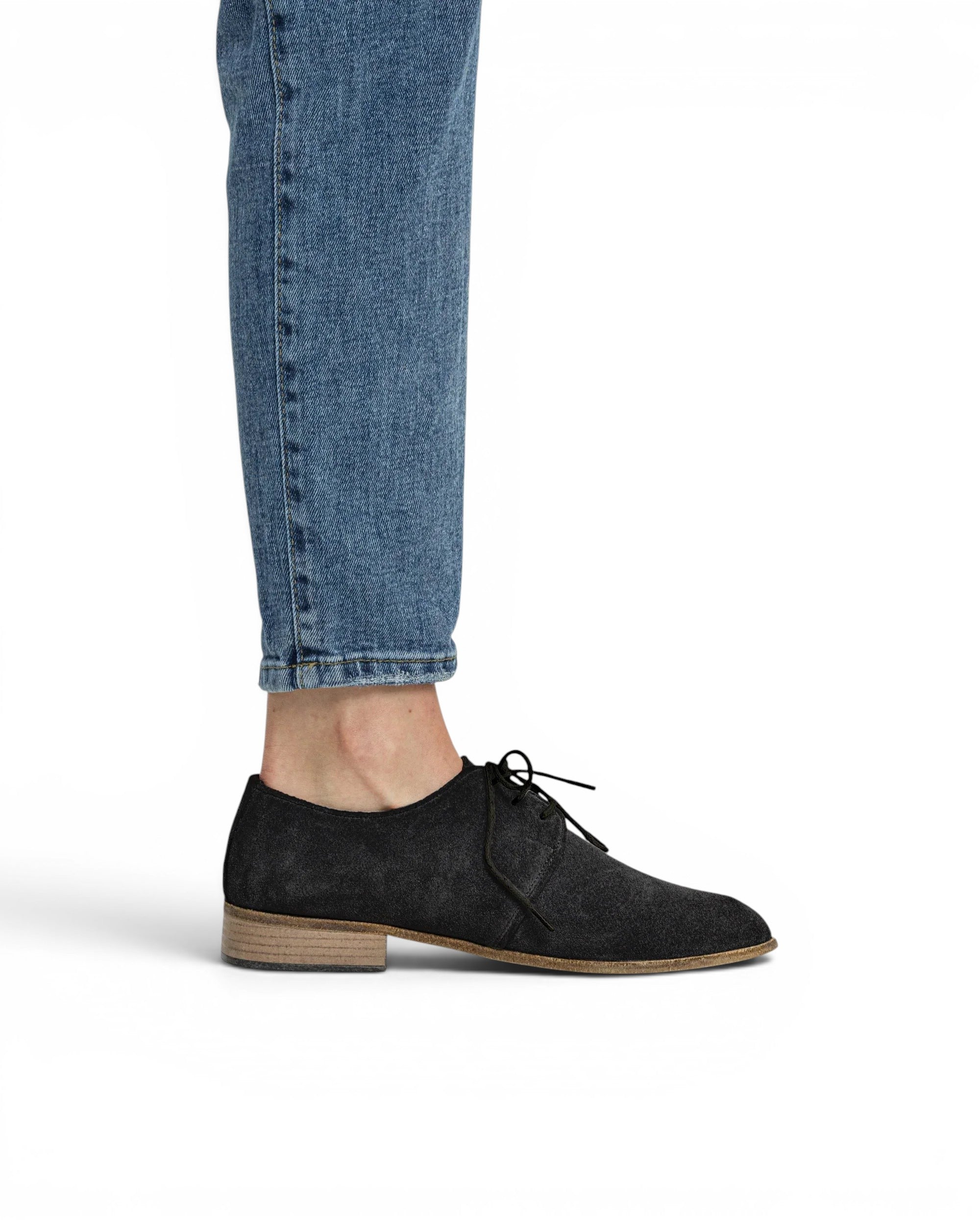 Pair Black Pointed Toe Oxford - Barefoot Wide Toe Calf Leather | Bespoky