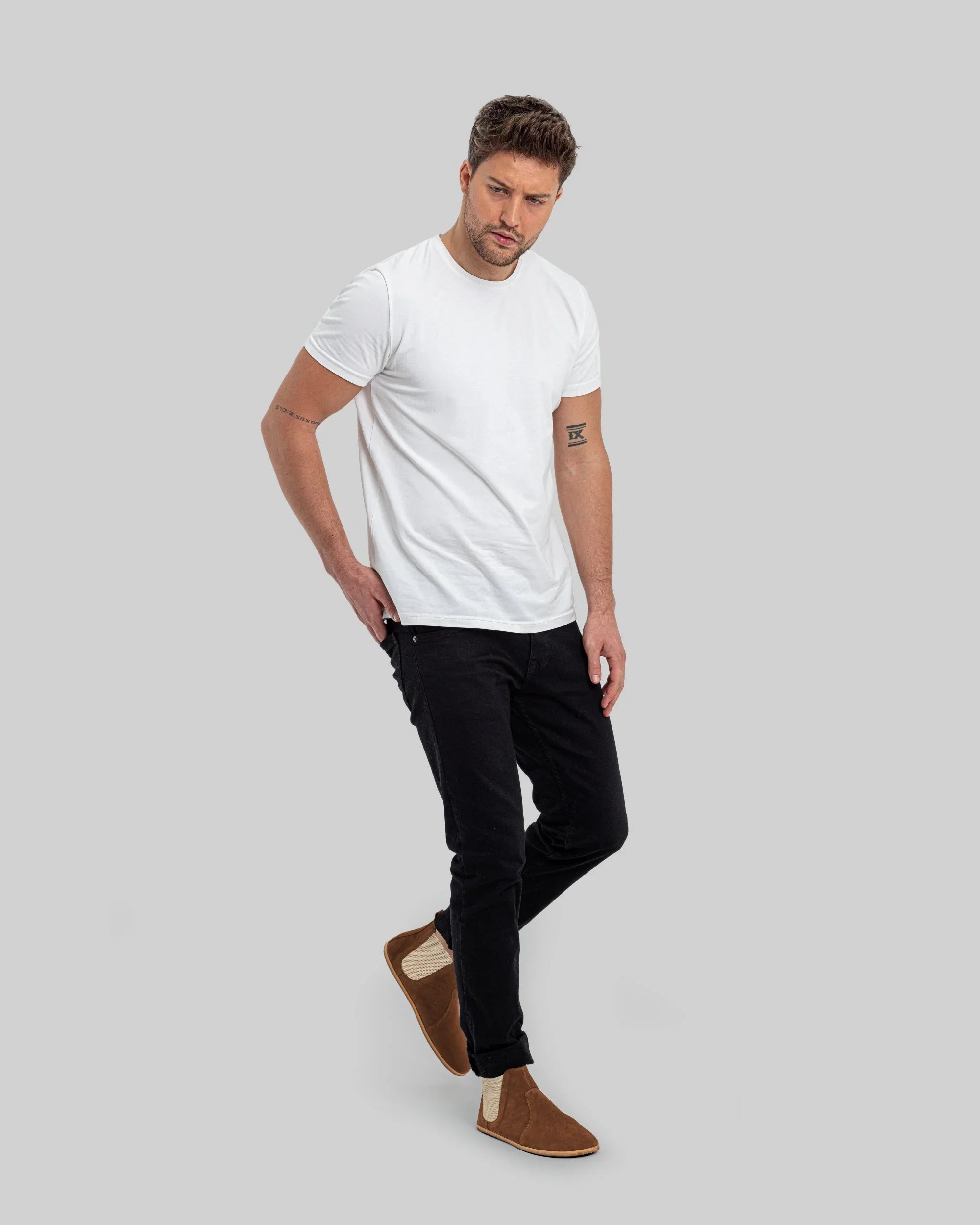 Back view Tan Nubuck Chelsea Boots - Calf Leather Handcrafted | Bespoky