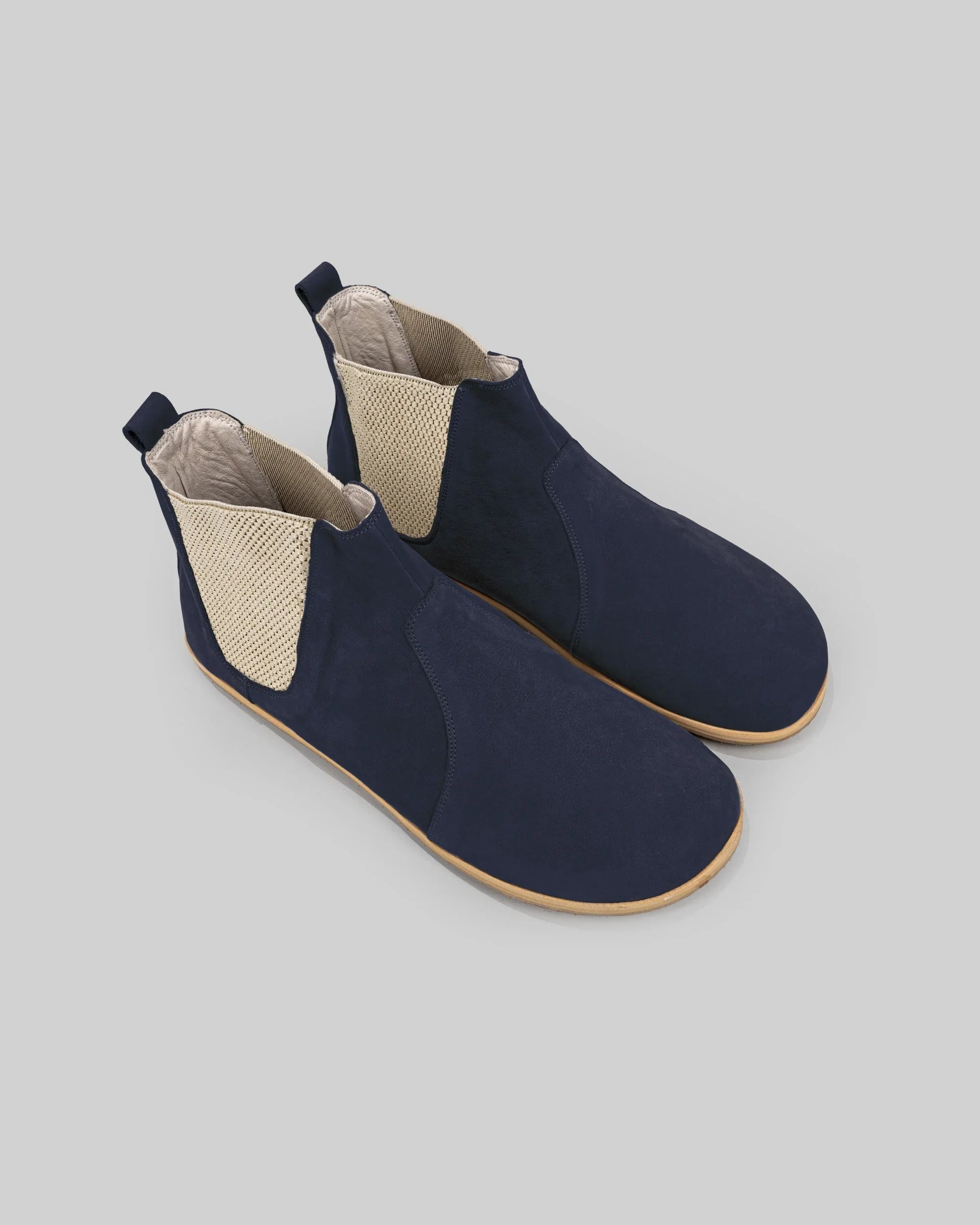 Men's Navy Nubuck Chelsea Boots - Handcrafted Calf Leather Wide Toe Box | Bespoky