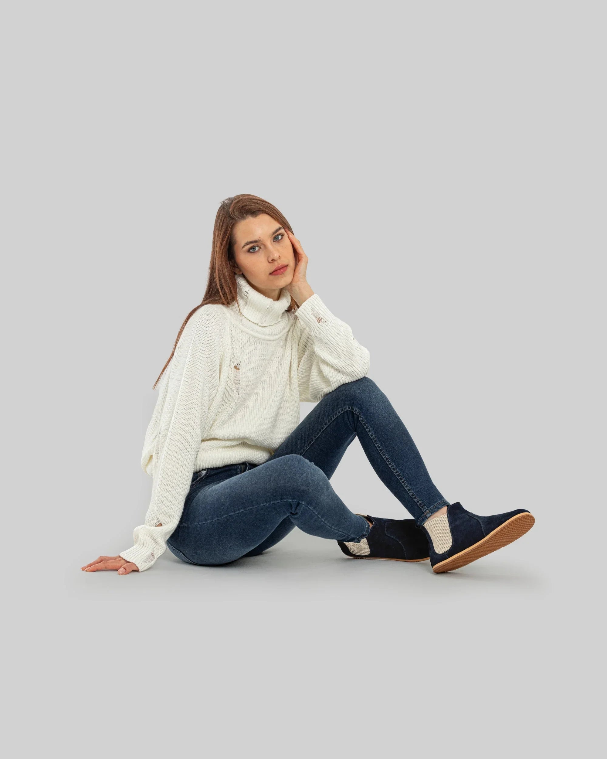 Pair Navy Chelsea Boots - Barefoot Wide Toe Calf Leather | Bespoky