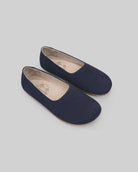 Women's Navy Ballet Flats - Handcrafted Calf Leather Wide Toe Box | Bespoky