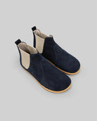 Men's Navy Suede Chelsea Boots - Handcrafted Calf Leather Wide Toe Box | Bespoky
