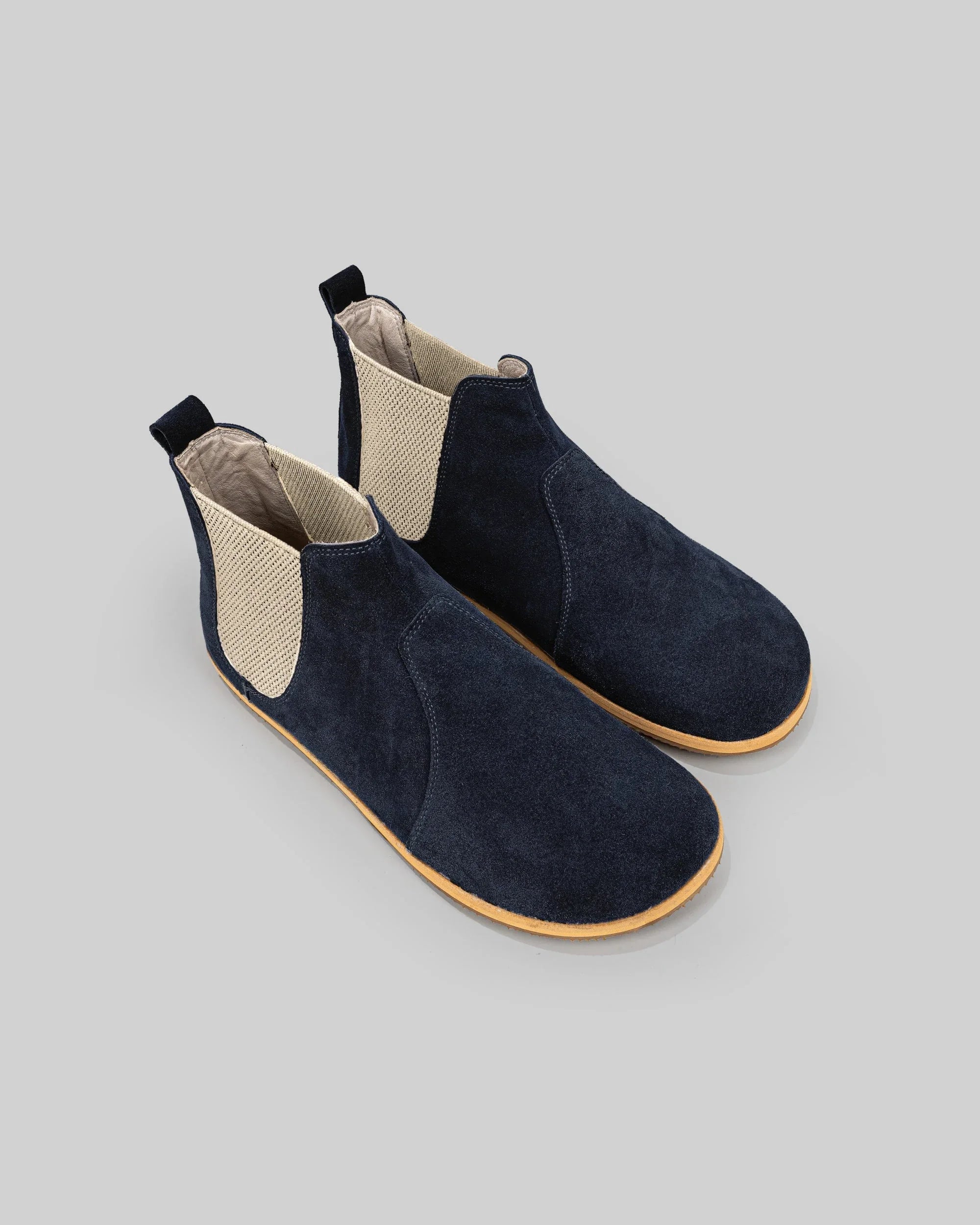 Women's Navy Chelsea Boots - Handcrafted Calf Leather Wide Toe Box | Bespoky