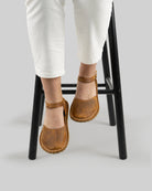 Detail Tan Barefoot Sandal - Handcrafted Calf Leather Turkey | Bespoky