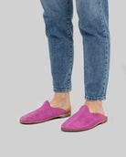 Detail Pink Shearling Slippers - Handcrafted Calf Leather Turkey | Bespoky