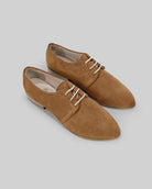 Women's Tan Pointed Toe Oxford - Handcrafted Calf Leather Wide Toe Box | Bespoky
