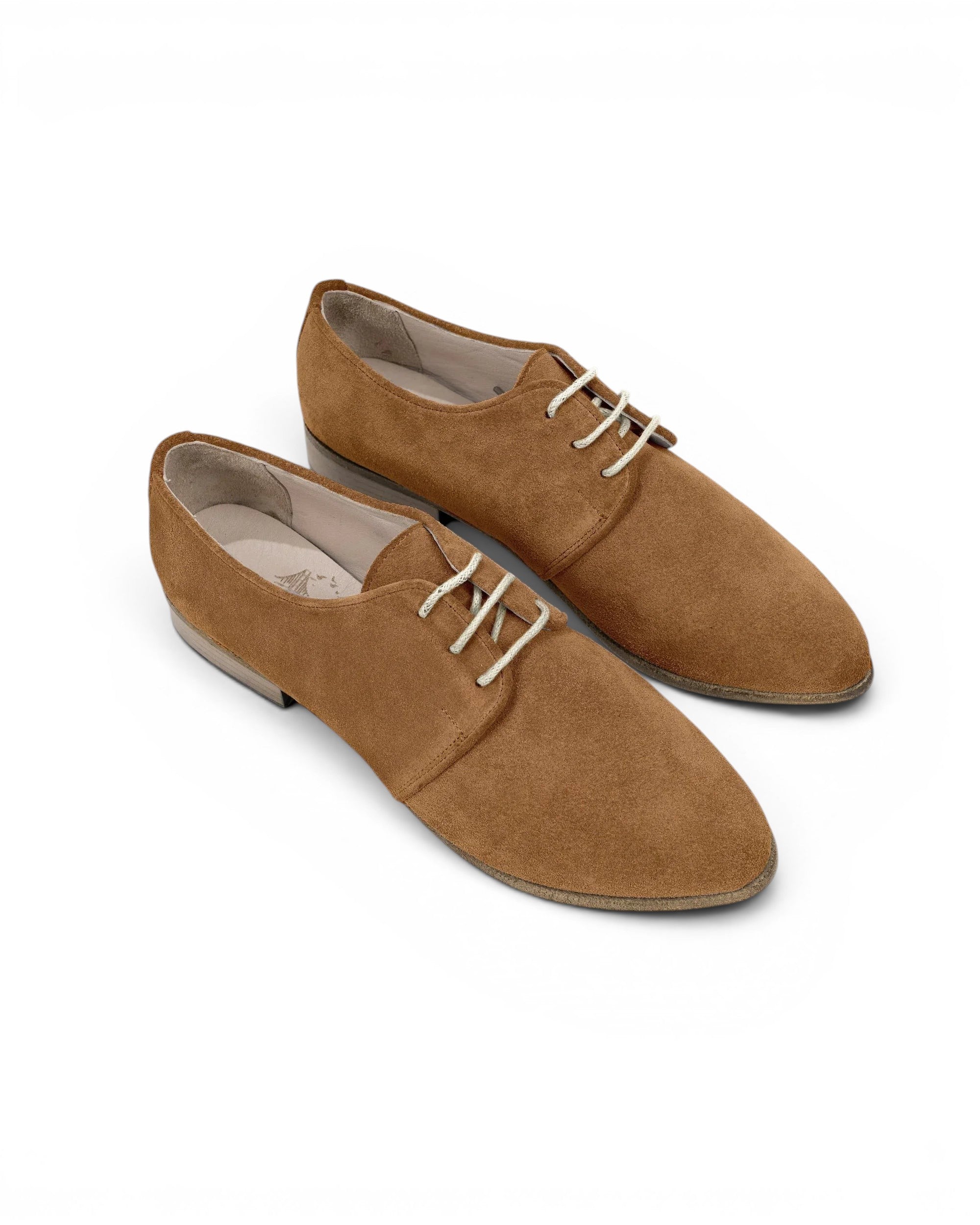 Women's Tan Pointed Toe Oxford - Handcrafted Calf Leather Wide Toe Box | Bespoky