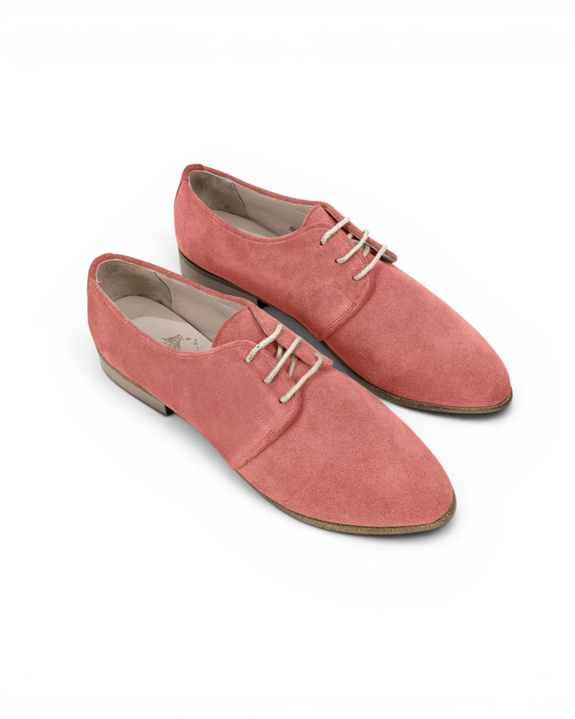 Women's Pink Pointed Toe Oxford - Handcrafted Calf Leather Wide Toe Box | Bespoky