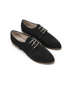 Women's Black Pointed Toe Oxford - Handcrafted Calf Leather Wide Toe Box | Bespoky