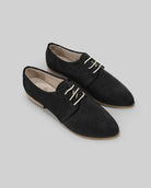 Women's Black Pointed Toe Oxford - Handcrafted Calf Leather Wide Toe Box | Bespoky