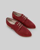 Women's Burgundy Pointed Toe Oxford - Handcrafted Calf Leather Wide Toe Box | Bespoky