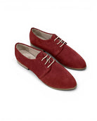 Women's Burgundy Pointed Toe Oxford - Handcrafted Calf Leather Wide Toe Box | Bespoky