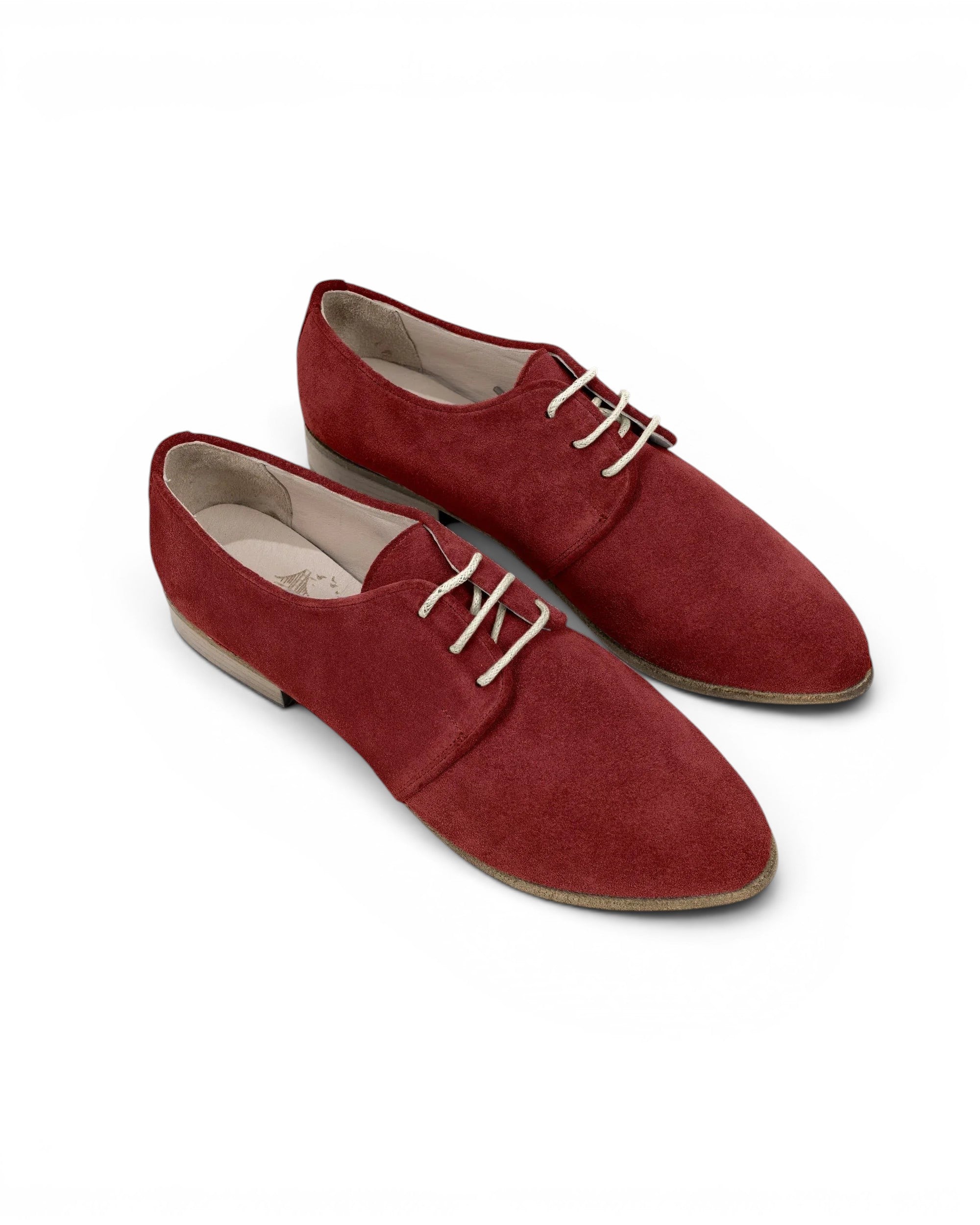 Women's Burgundy Pointed Toe Oxford - Handcrafted Calf Leather Wide Toe Box | Bespoky