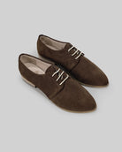 Women's Brown Pointed Toe Oxford - Handcrafted Calf Leather Wide Toe Box | Bespoky