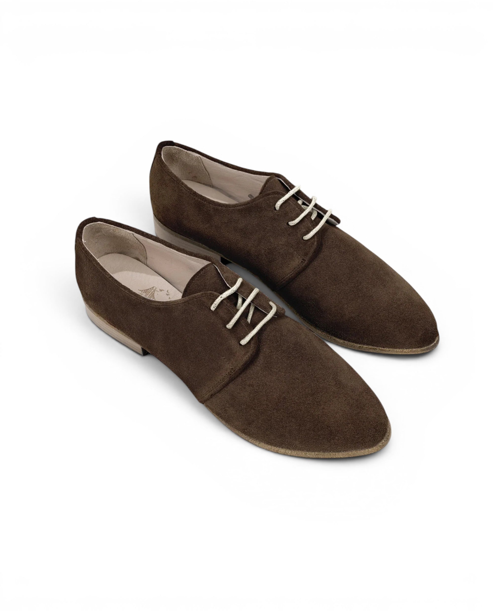 Women's Brown Pointed Toe Oxford - Handcrafted Calf Leather Wide Toe Box | Bespoky