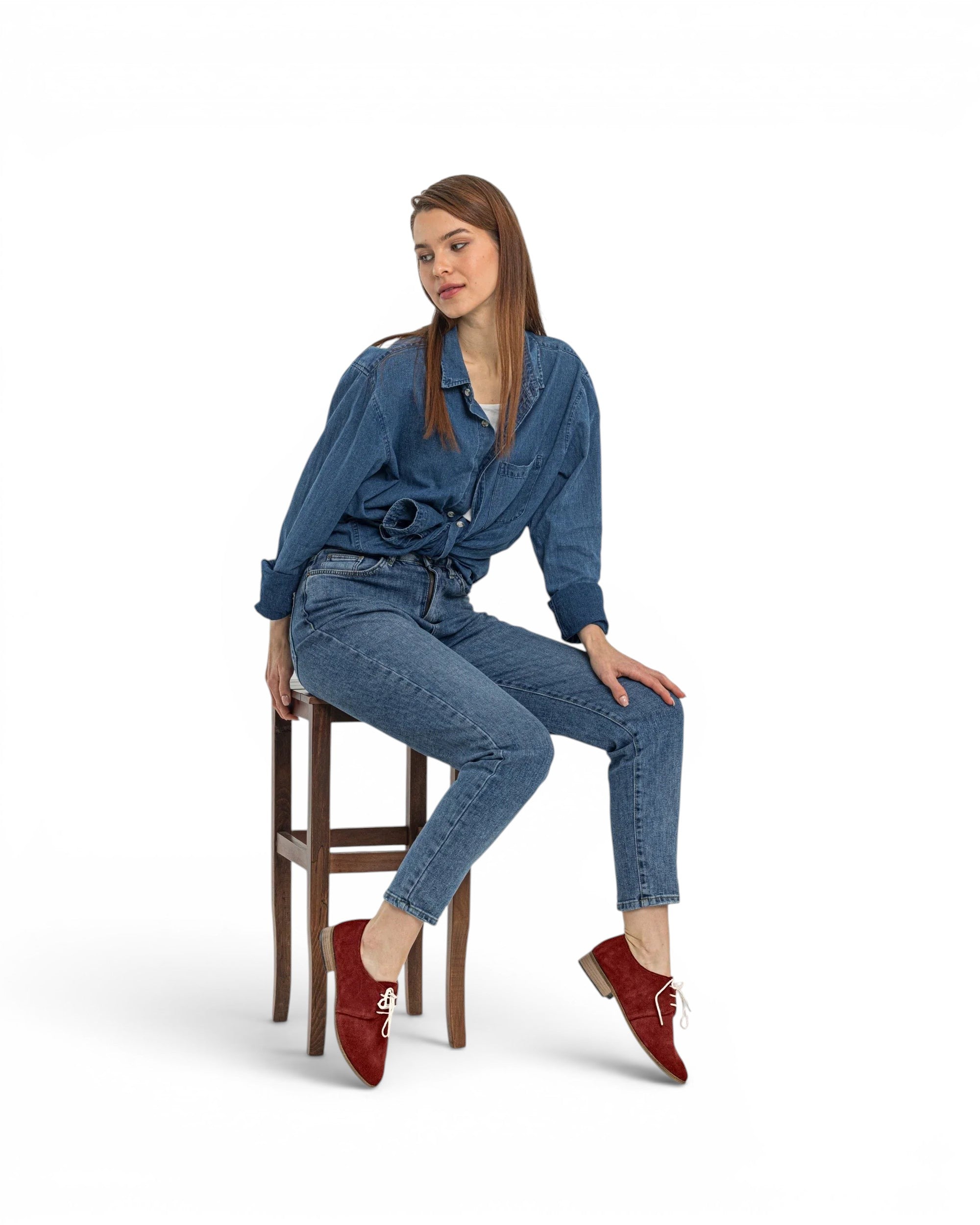 Back view Burgundy Pointed Toe Oxford - Calf Leather Handcrafted | Bespoky