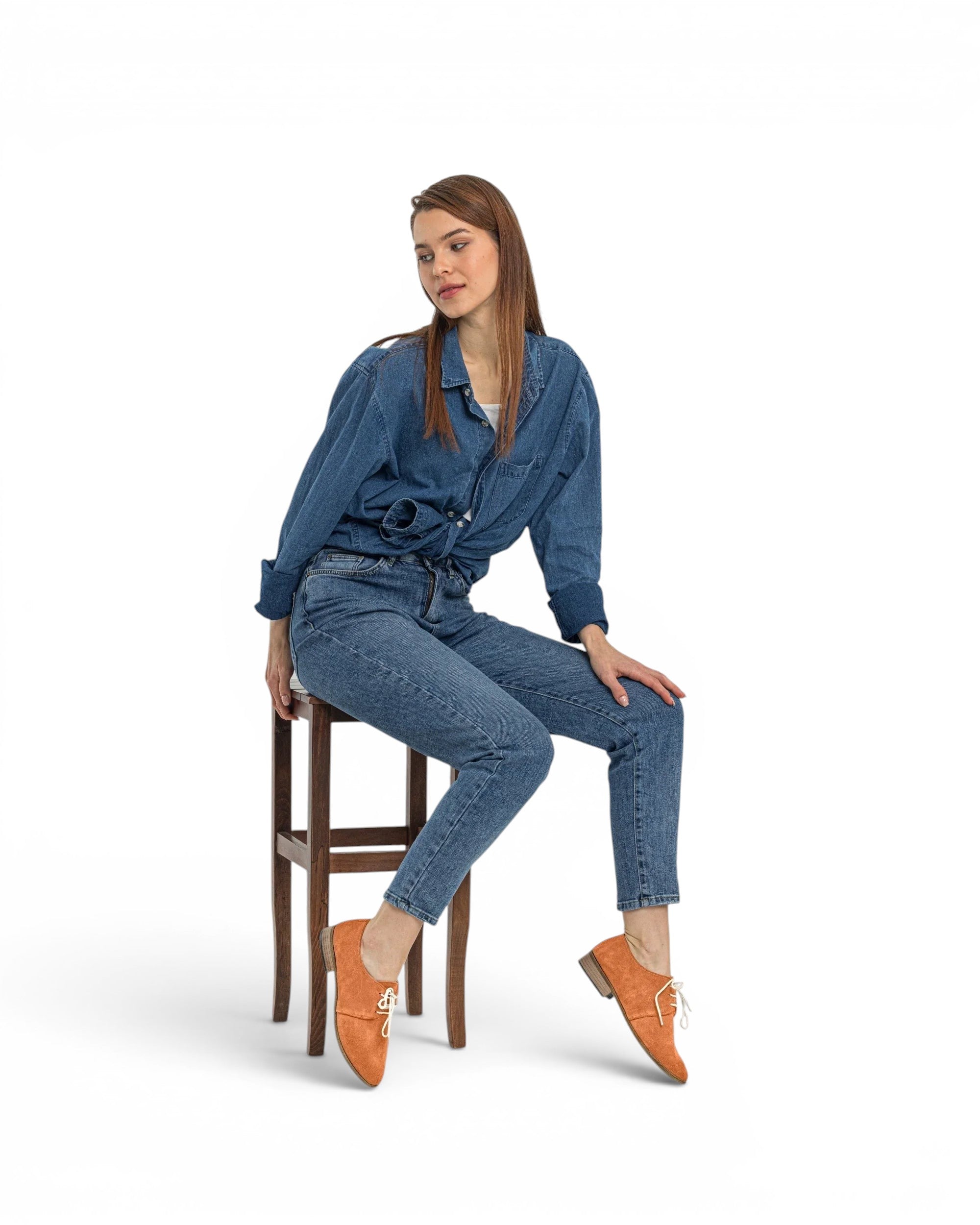 Back view Orange Pointed Toe Oxford - Calf Leather Handcrafted | Bespoky