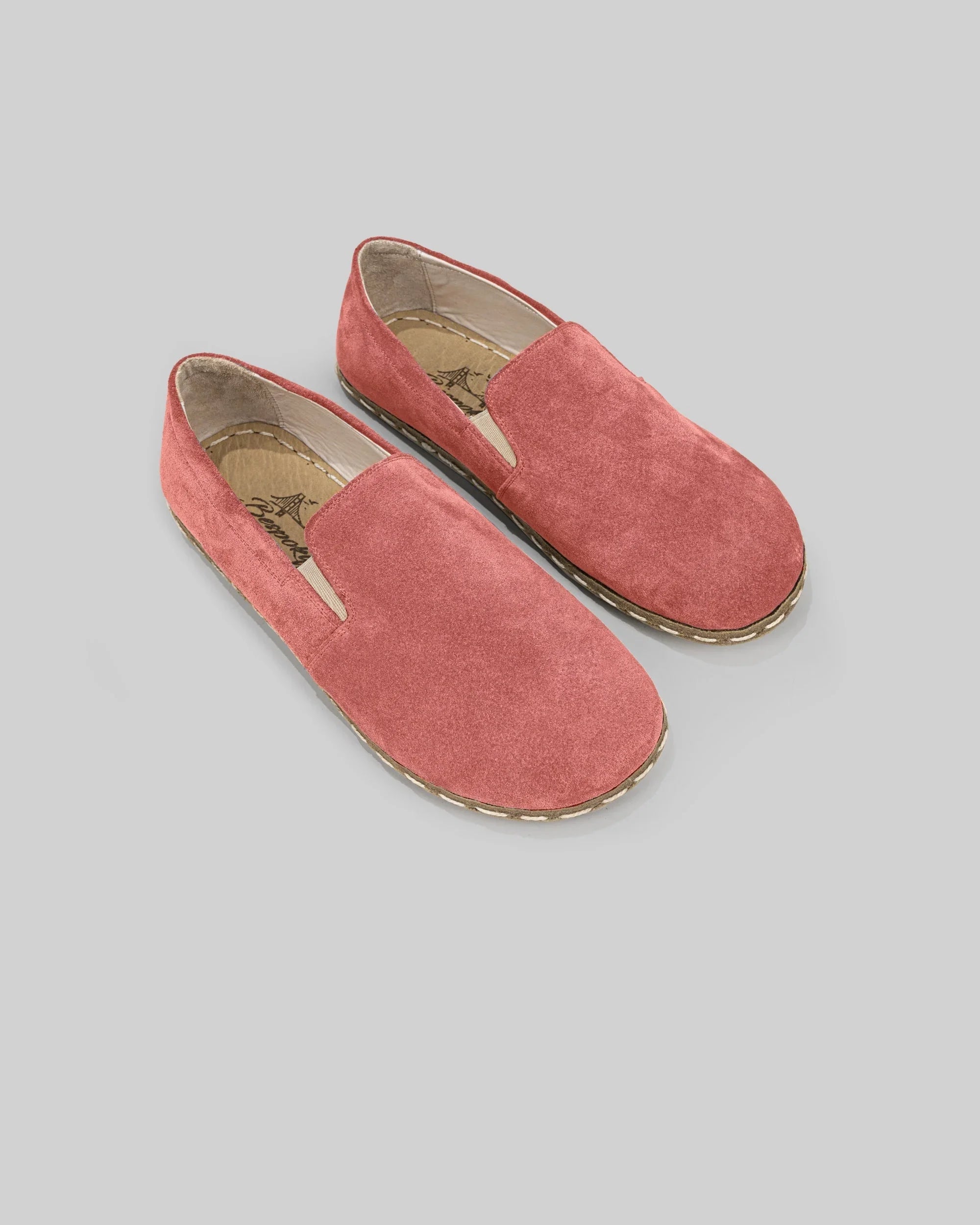 Men's Pink Suede Barefoot Shoes - Handcrafted Calf Leather Wide Toe Box | Bespoky