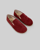 Men's Burgundy Suede Barefoot Shoes - Handcrafted Calf Leather Wide Toe Box | Bespoky