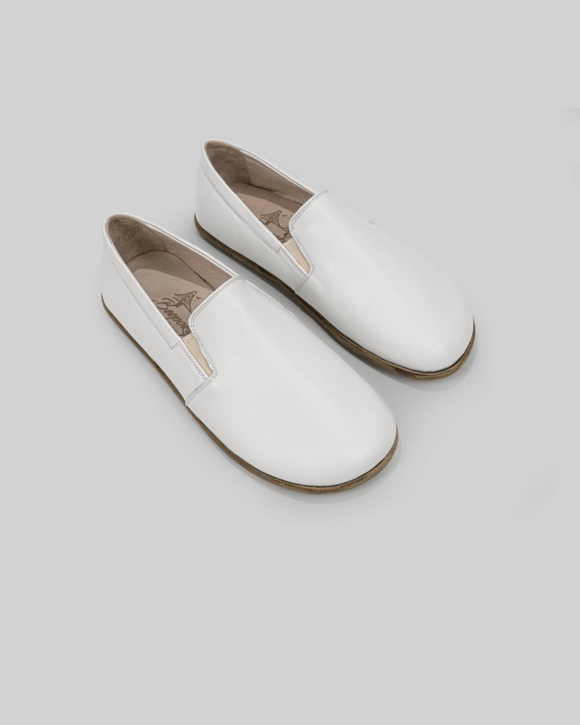Men's White Barefoot Shoes - Handcrafted Calf Leather Wide Toe Box | Bespoky