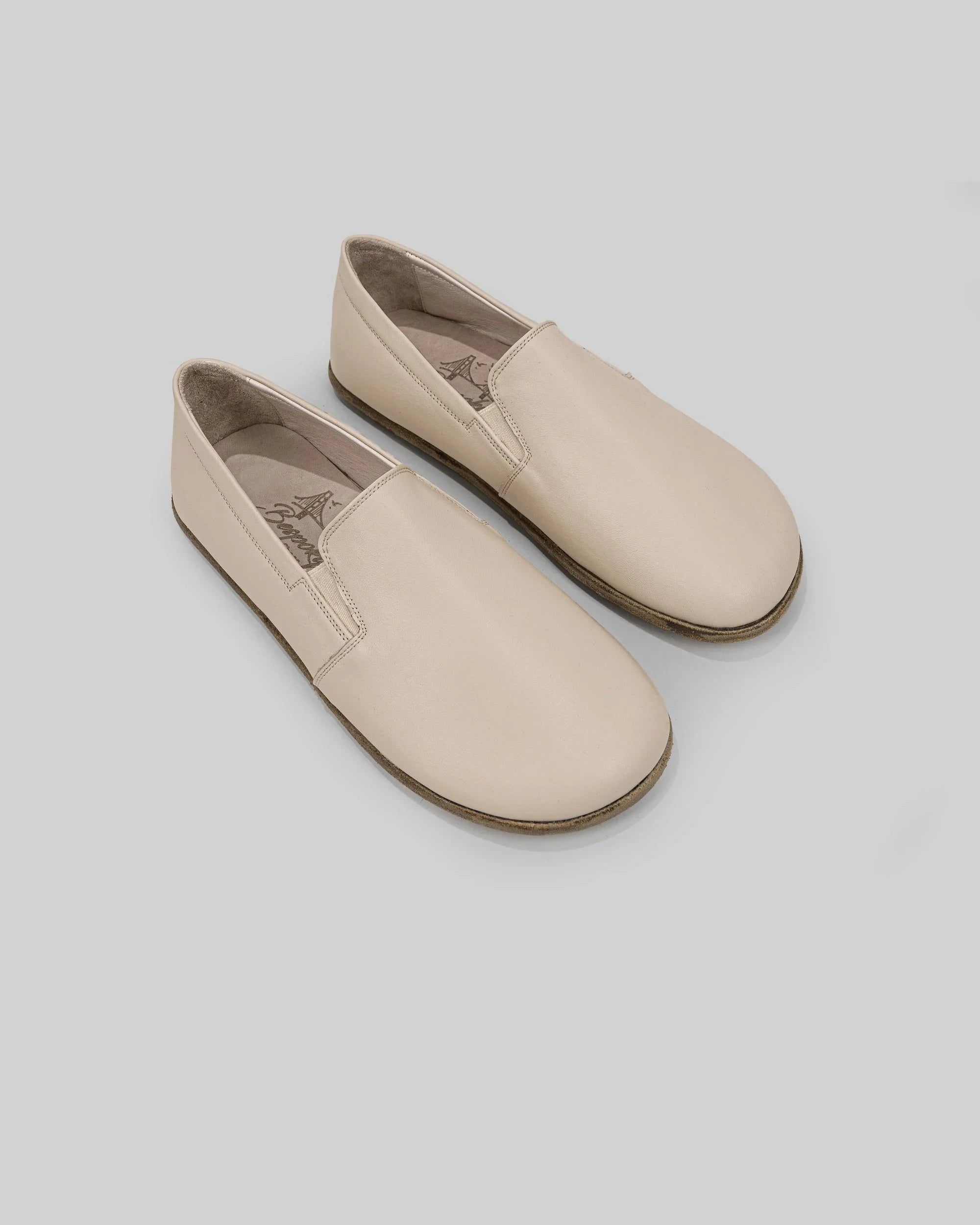 Men's Beige Barefoot Shoes - Handcrafted Calf Leather Wide Toe Box | Bespoky