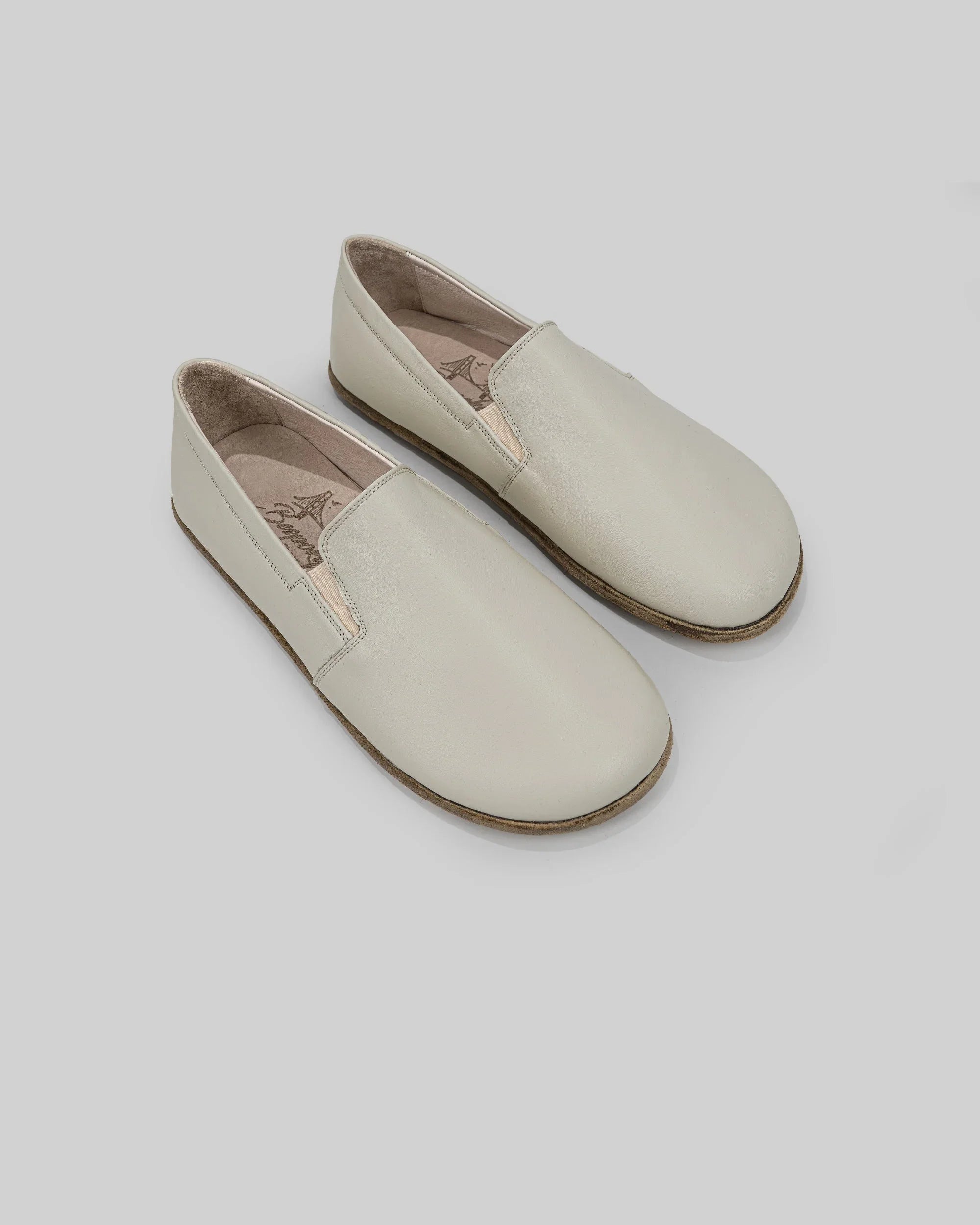 Men's Lucas Beige Barefoot Shoes - Handcrafted Calf Leather Wide Toe Box | Bespoky