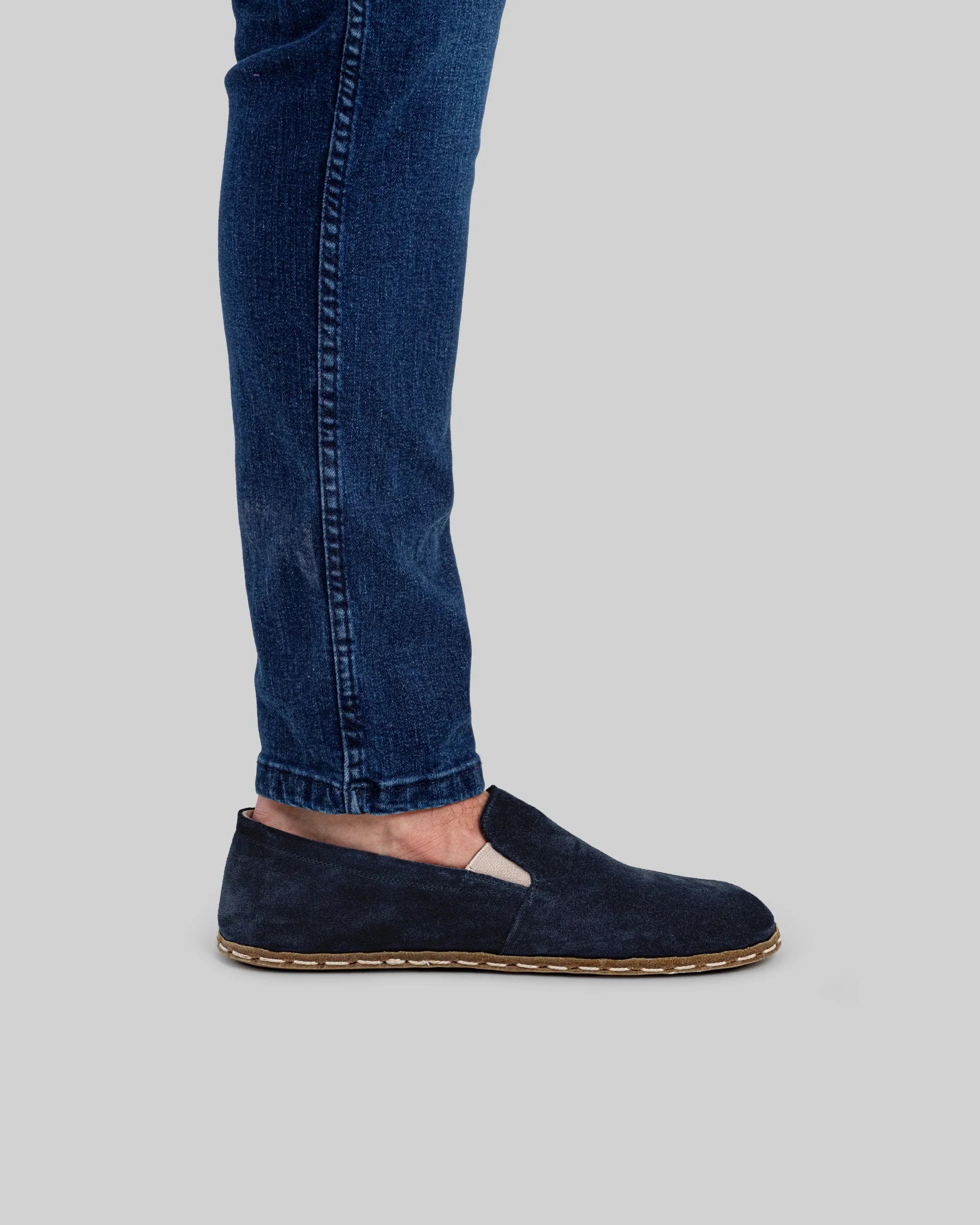 Detail Navy Barefoot Shoes - Handcrafted Calf Leather Turkey | Bespoky